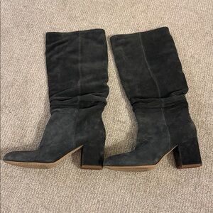 Splendid Phoenix Gray Suede Heeled Slouch Boots size 9